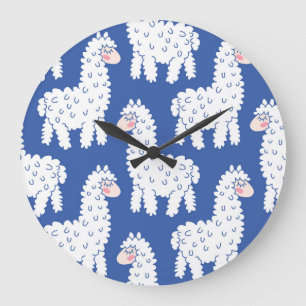Grande Horloge Ronde Lama alpaca, motif vintage