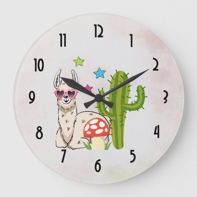 Grande Horloge Ronde Lama cool en Lunettes de soleil en forme de coeur (Recto)