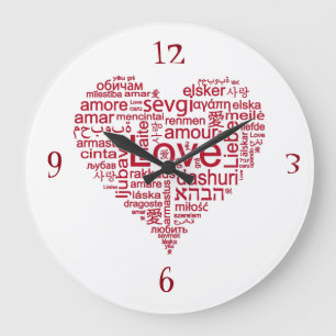 GRANDE HORLOGE RONDE ***L'AMOUR DANS DE NOMBREUSES LANGUES*** L'AMUSEME