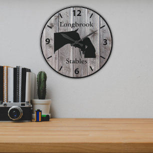 Grande Horloge Ronde L'amour d'un cheval 2 Style personnalisable en boi