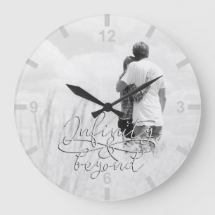 Grande Horloge Ronde L'amour infini et au-delà Couples Noir et Blanc