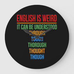 Grande Horloge Ronde L'Anglais Est Étrange Langue Enseignant Grammaire
