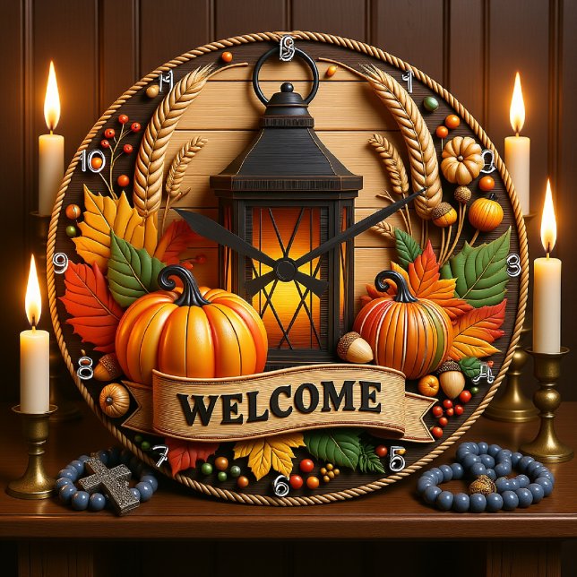 Grande Horloge Ronde Lanterne Automne de bienvenue (Créateur téléchargé)
