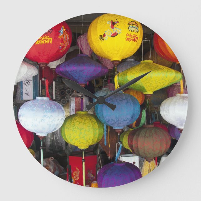 Grande Horloge Ronde lanternes vietnamiennes colorées (Recto)