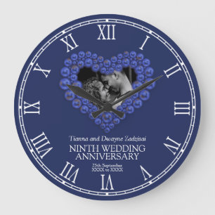 Grande Horloge Ronde Lapis Lazuli coeur profond bleu mariage anniversai