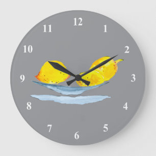 Grande Horloge Ronde L'art fruitier aux citrons jaunes