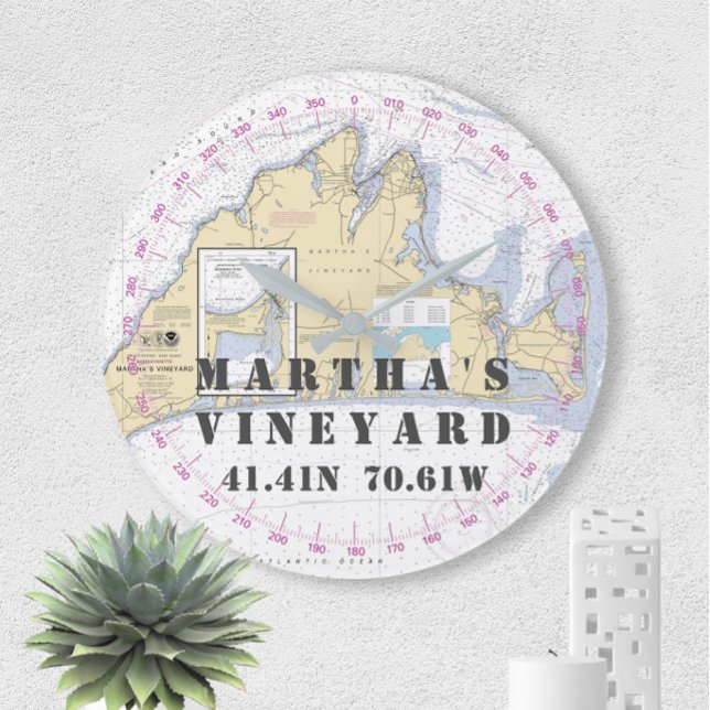 Grande Horloge Ronde Latitude nautique Longitude Martha's Vineyard (Créateur téléchargé)