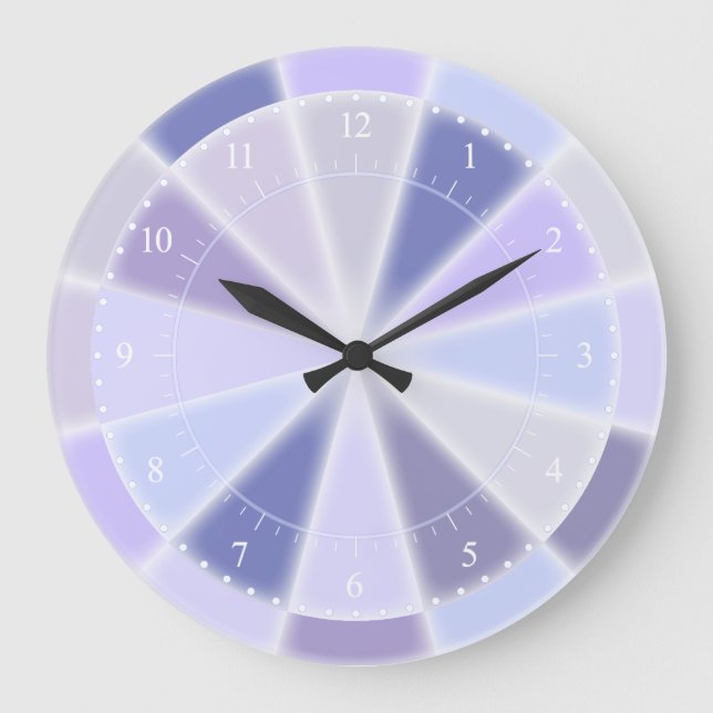 Grande Horloge Ronde Lavande Bleue et Purple Élégante Lumineuse (Recto)