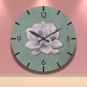 Grande Horloge Ronde Lavande de Cottagecore Echeveria à main
