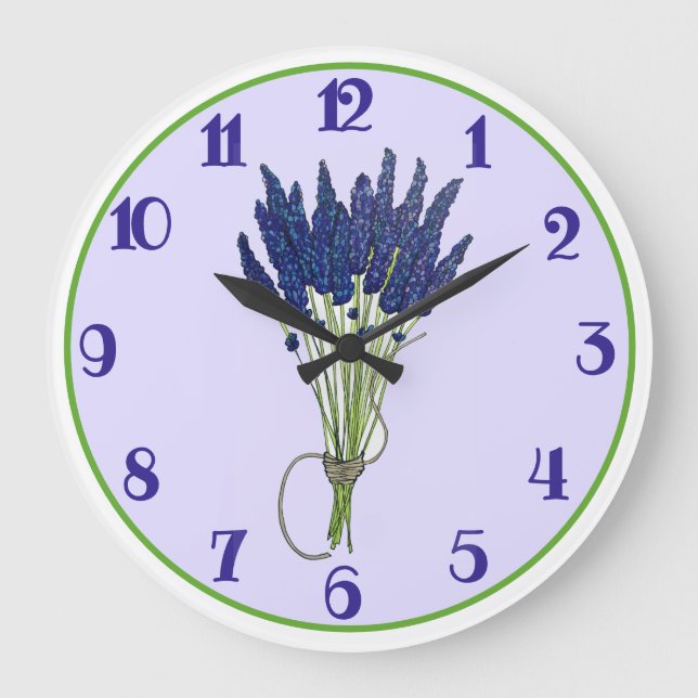 Grande Horloge Ronde Lavandula Lavender Bund Herbe Jardin Fleur Violet (Recto)