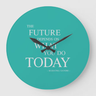 Grande Horloge Ronde L'avenir inspirant l'horloge de motivation Teal de