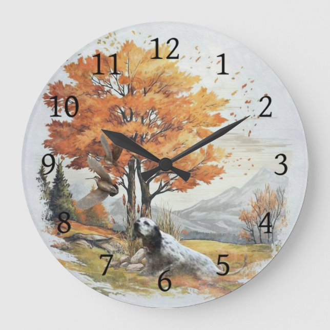 Grande Horloge Ronde "Laverack" La chasse du Setter anglais (Recto)