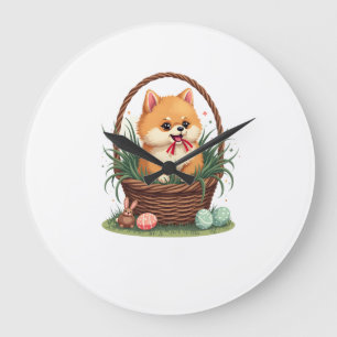 Grande Horloge Ronde Le bazar de Pâques de Gomi Vintage Chien de Pâques
