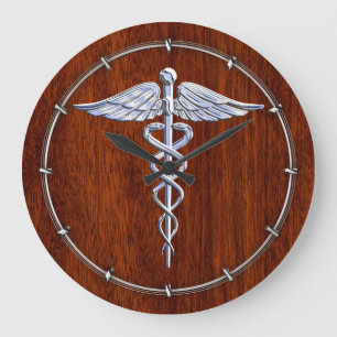 Grande Horloge Ronde Le chrome aiment le décor Médicale d'acajou de