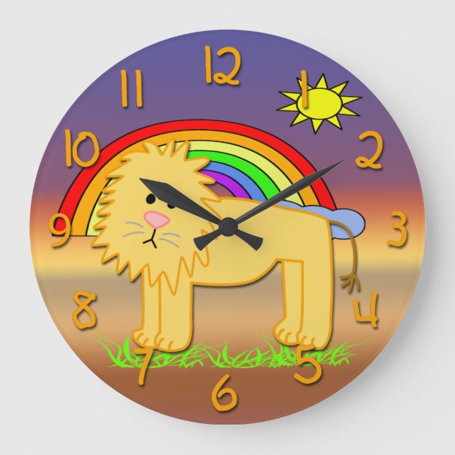 Grande Horloge Ronde Le Clock de Cute Lion Kid (Recto)