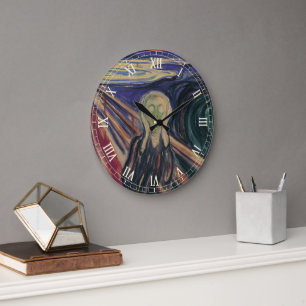 Grande Horloge Ronde Le cri d'Edvard Munch, l'expressionnisme Vintage