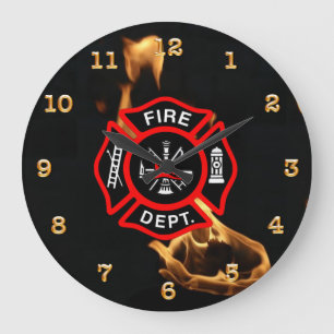 Grande Horloge Ronde Le département du feu flambe le sapeur-pompier de