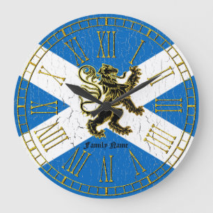 Grande Horloge Ronde Le drapeau effréné écossais personnalisent