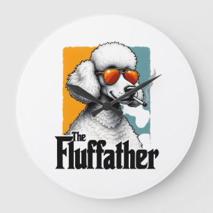 Grande Horloge Ronde Le Fluffather Caniche Vintage Drôle de Chien Mafia
