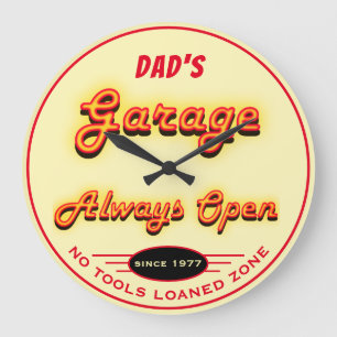Grande Horloge Ronde Le garage de papa toujours ouvert pas d'outils pr