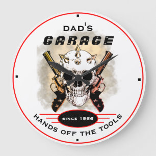 Grande Horloge Ronde Le Gardien Warning Guns Skull Funny