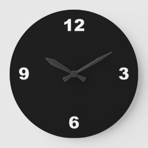 Grande Horloge Ronde Le grand blanc d'arrière - plan noir numérote