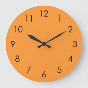 Grande Horloge Ronde Le grand noir orange-clair numérote l'horloge mura