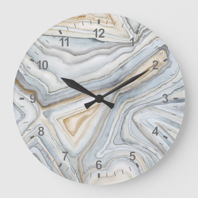 Grande Horloge Ronde Le gris a marbré la conception abstraite (Recto)