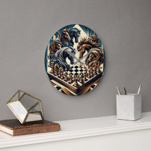 Grande Horloge Ronde Le jeu des chevaliers - les échecs rencontre l'ima