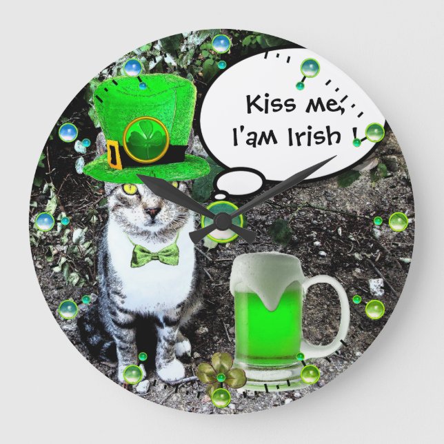 GRANDE HORLOGE RONDE LE JOUR DE SAINT PATRICK CAT WITH GREEN IRISH (Recto)