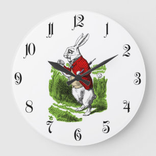 Grande Horloge Ronde Le lapin blanc regarde la montre. Illustration