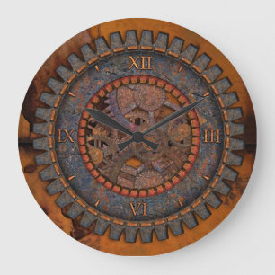 Grande Horloge Ronde Le métal embraye Steampunk