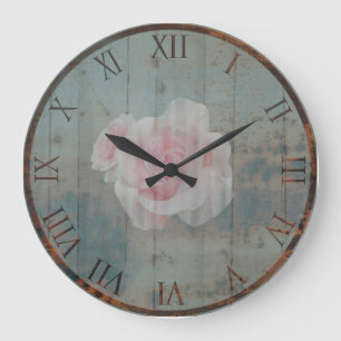 Grande Horloge Ronde Le métal rouillé et peint s'est levé