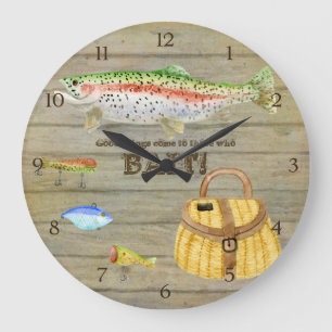 Grande Horloge Ronde Le panier de pêche de pêche de truite de cabine 