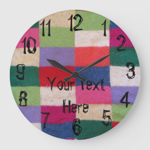 Grande Horloge Ronde le patchwork tricoté coloré ajuste le style