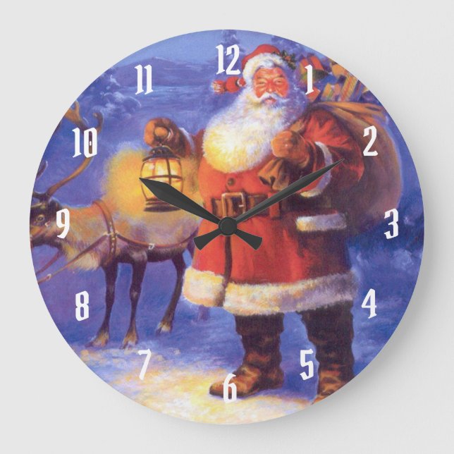 Grande Horloge Ronde Le Père Noël et son renne (Recto)