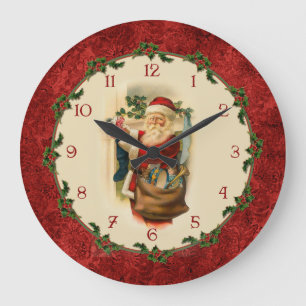 Grande Horloge Ronde Le père noël victorien avec la frontière de hou