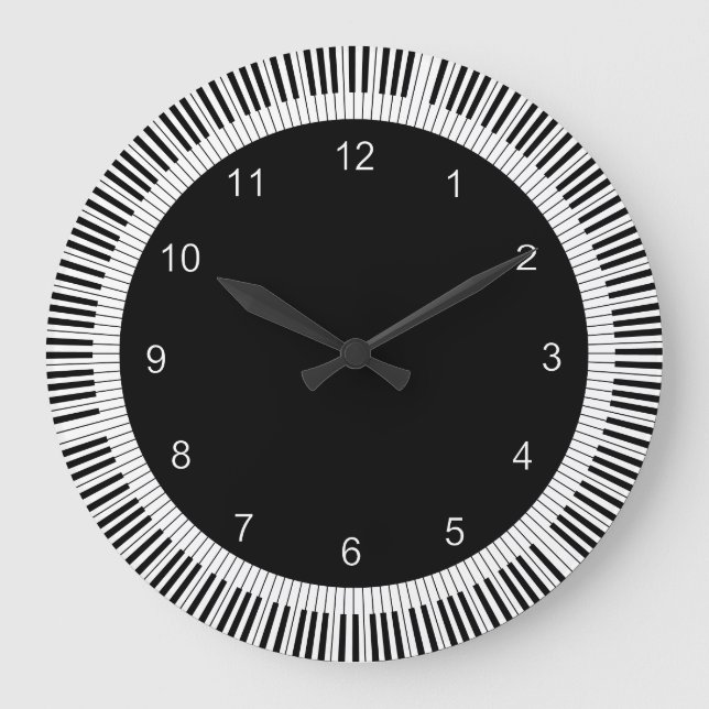 Grande Horloge Ronde Le piano verrouille noir et blanc (Recto)