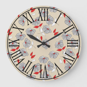 Grande Horloge Ronde Le rétro cru fleurit les chiffres romains