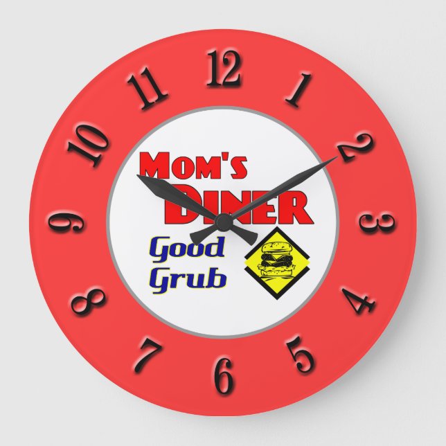 Grande Horloge Ronde Le Rétro rouge Kitchen Clock (Recto)