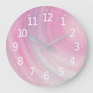 Grande Horloge Ronde Le rose élégant simple de pêche ondule l'horlog