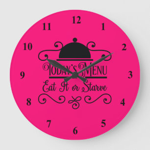Grande Horloge Ronde Le rose et le noir le mangent ou meurent de faim