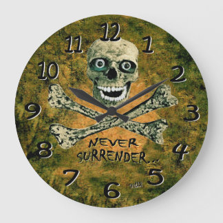 Grande Horloge Ronde Le squelette Skully ne rend jamais l'horloge mural