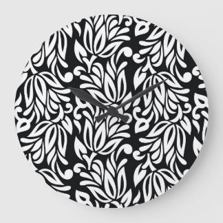 Grande Horloge Ronde Le textile noir et blanc.
