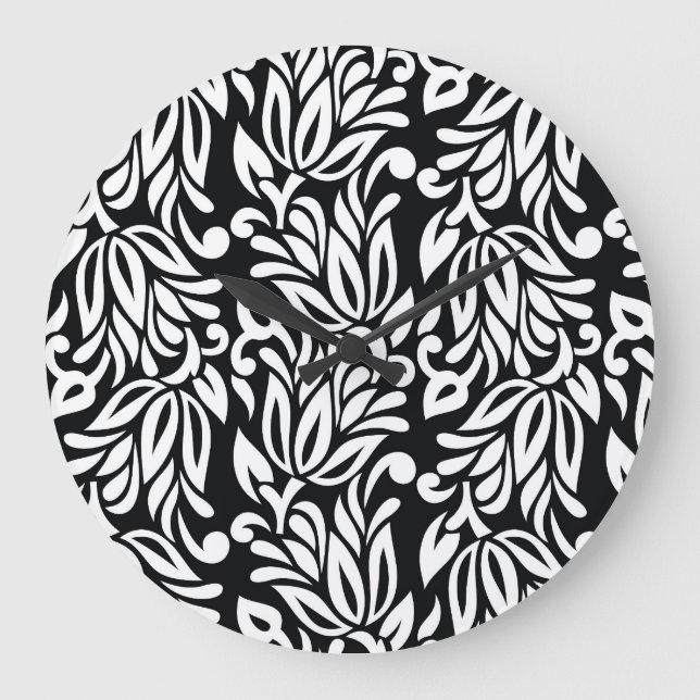 Grande Horloge Ronde Le textile noir et blanc. (Recto)
