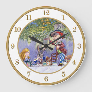 Grande Horloge Ronde Le thé du chapelier fou d'Alice au pays des