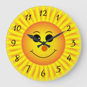 Grande Horloge Ronde Le tournesol Emoji font face