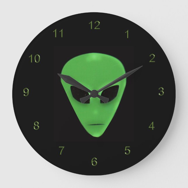 Grande Horloge Ronde Le visage Alien de Little Green Man (Recto)