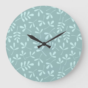 Grande Horloge Ronde Léger assorti sur le mi motif turquoise de feuille