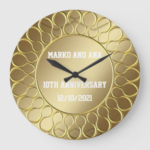 Grande Horloge Ronde L'élégance dorée anniversaire de l'amour